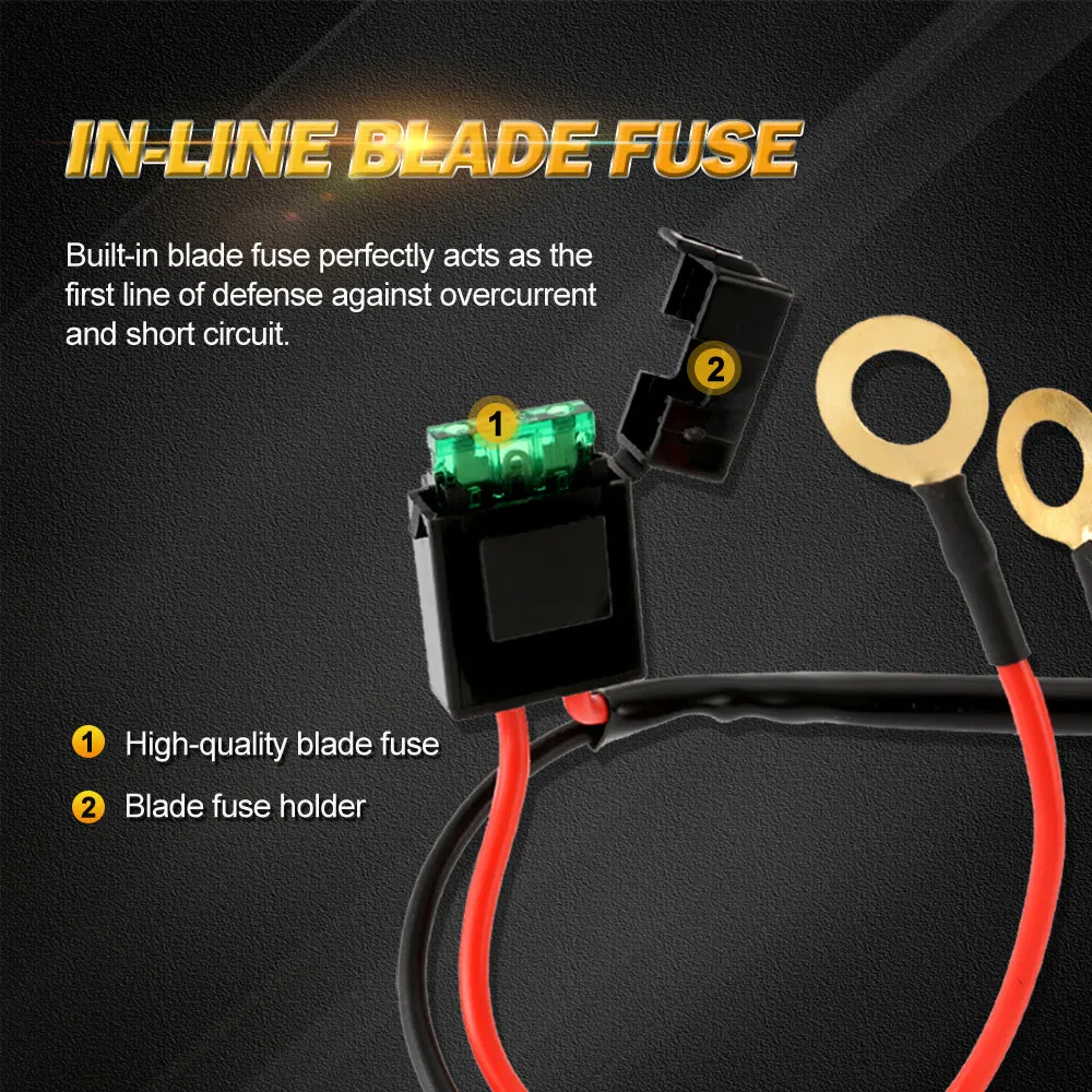 (2 Leads 16AWG) DT Connector LED Light Bar Wiring Harness Kit with Fuse 12V 40A Relay ON/OFF Switch