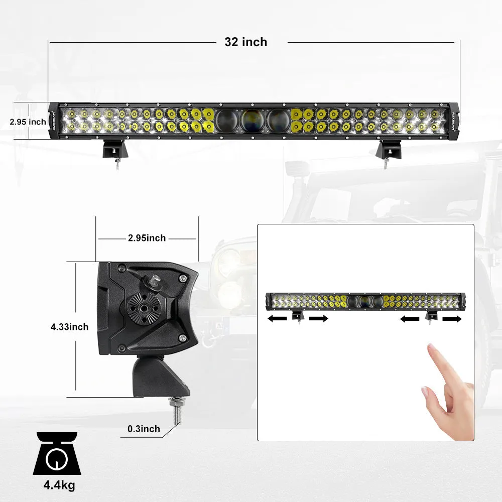 32 Inch 5D-PRO Series Dual Row LED Light Bars & Upper LED Light Bar Mounting Brackets Combo for 2013-2021 Polaris RZR XP1000 & 2015-2021 RZR 900 S900 S1000 EPS Models