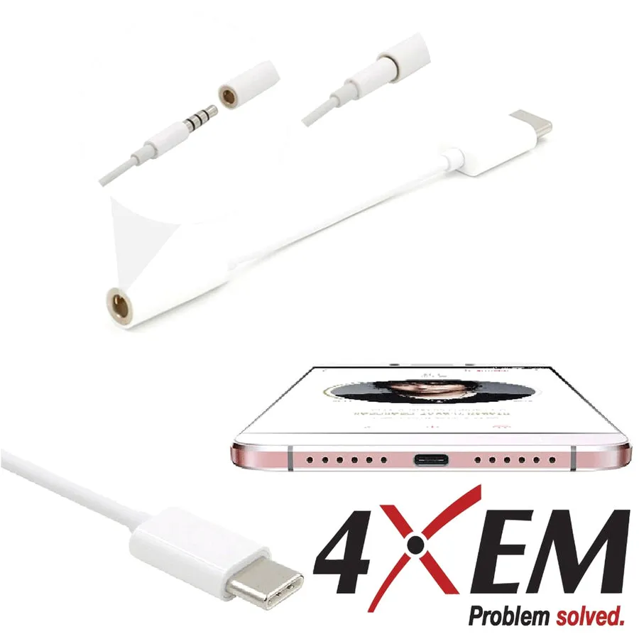 4XEM USB-C Male TO 3.5MM Female Adapter White 4XUSBC35MMW