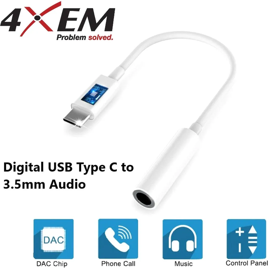 4XEM USB-C Male TO 3.5MM Female Adapter White 4XUSBC35MMW