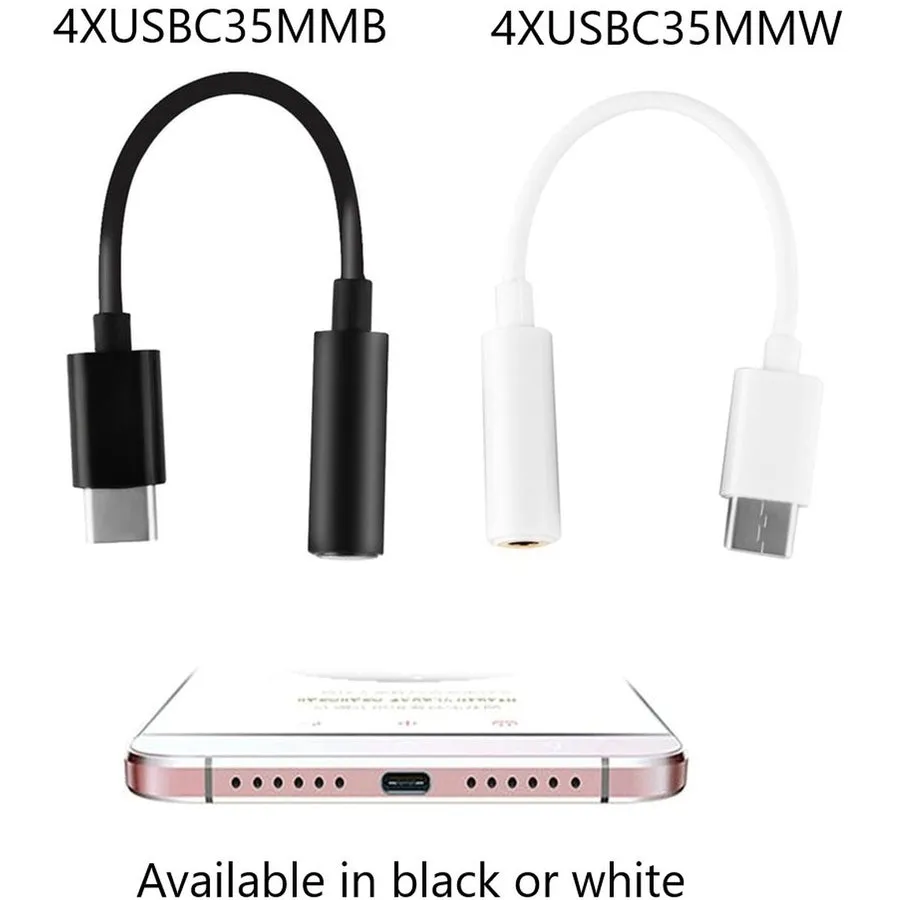 4XEM USB-C Male TO 3.5MM Female Adapter White 4XUSBC35MMW