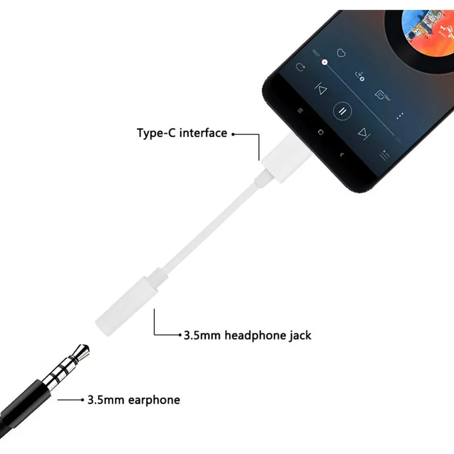 4XEM USB-C Male TO 3.5MM Female Adapter White 4XUSBC35MMW