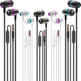 5-Pack: Microphone Wired Earbuds Isolating In-Ear Headphones