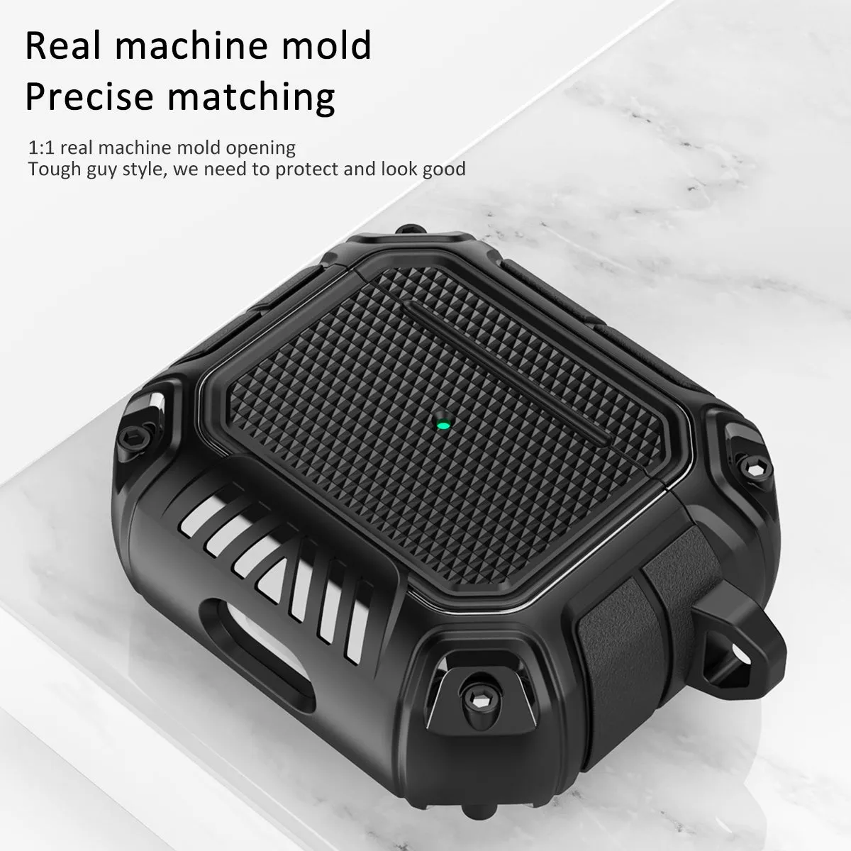 AMZER Diamond Shield Mecha TPU   PC Earphone Protective Case with Hook for AirPods 3