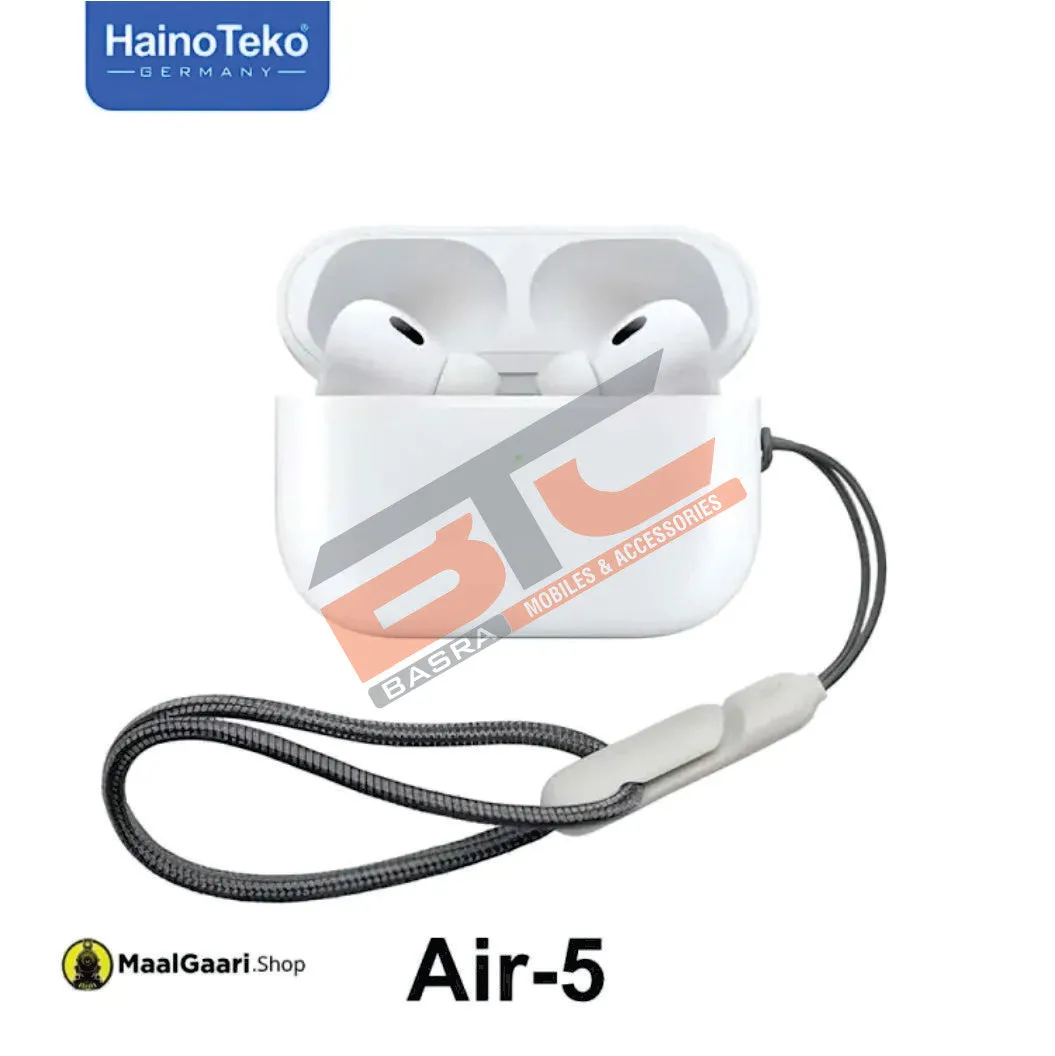 Haino teko air5 airpods stereo sound premium bass quality with silicon case