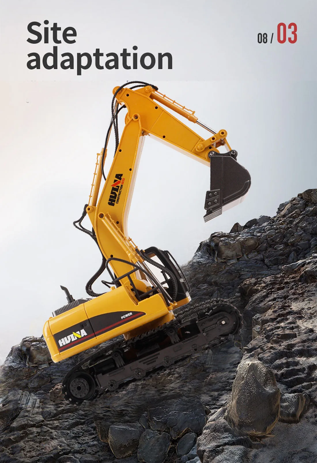 HUINA 1/14 15CH RC Alloy Excavator Construction Engineering Vehicle Digger Toy Gift