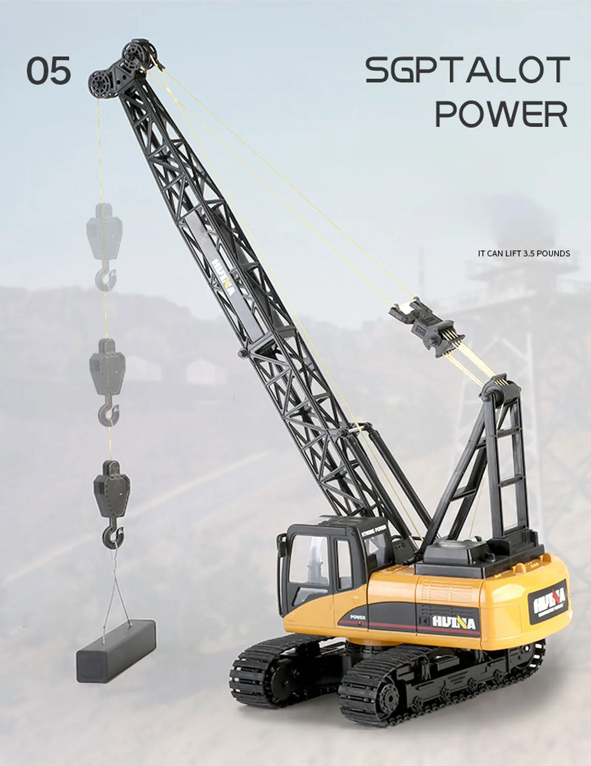 Huina RC CRANE 1:14 2.4Ghz Construction Tower Excavator Truck Toy Kids Boys Gift