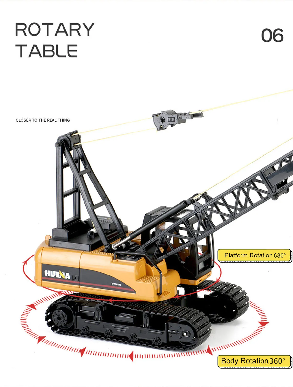 Huina RC CRANE 1:14 2.4Ghz Construction Tower Excavator Truck Toy Kids Boys Gift