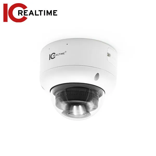 IC Realtime - IPEL-D40V-W1-LED / 4MP IP Indoor/Outdoor Dome Camera / Varifocal 2.7-12mm Motorized Lens (115° - 48°) / 131 Feet Warm White LED / POE/-EPOE Capable