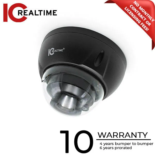 IC Realtime - IPFX-D40V-IRB2 / 4MP IP Indoor/Outdoor Mid Size Vandal Dome Camera / Varifocal 2.7-13.5mm Motorized Lens (104 - 28 AOV) / 131 Ft Smart IR