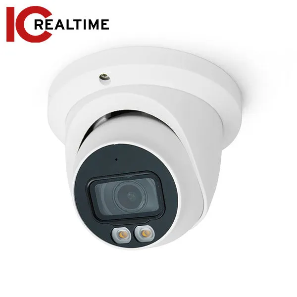 IC Realtime - IPMX-E40F-W1-LED / 4MP IP Indoor/Outdoor Small Size Eyeball Dome Camera / Fixed 2.8mm Lens (103°) / 98 Ft Warm Light LED / POE Capable