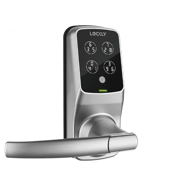 Lockly - 688FSN - Lux Compact Fingerprint Biometic Mortise Lever Set - Keypad - Bluetooth App Controlled - Satin Nickel