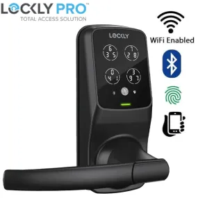 Lockly - PGD628FMB - Secure PLUS Fingerprint Biometric  Electronic Latch Lever Set - Keypad-Bluetooth App Controlled - Matte Black