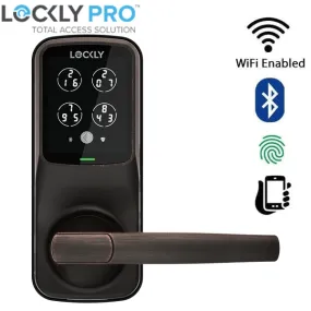 Lockly - PGD628FVB - Secure PLUS Fingerprint Biometric  Electronic Latch Lever Set - Keypad - Bluetooth App Controlled - Venetian Bronze