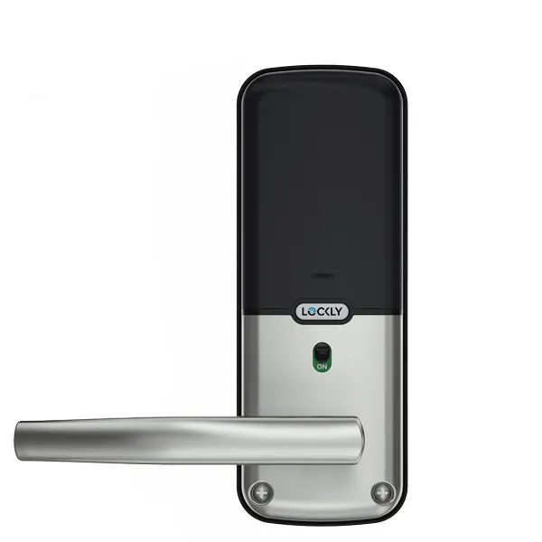 Lockly - PGD628WSN - Secure PRO Wi-Fi - Bluetooth App Controlled - Fingerprint Biometric Electronic Latch Lever Set - Includes Wi-Fi Hub -  Satin Nickel