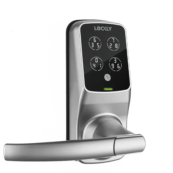 Lockly - PGD628WSN - Secure PRO Wi-Fi - Bluetooth App Controlled - Fingerprint Biometric Electronic Latch Lever Set - Includes Wi-Fi Hub -  Satin Nickel