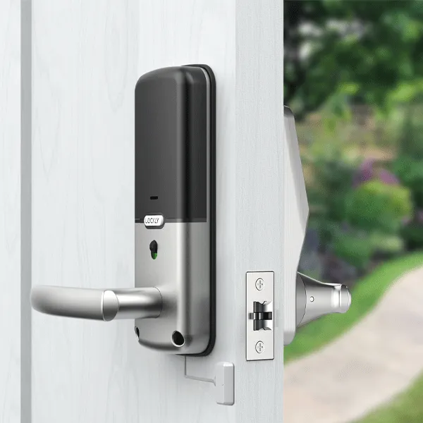 Lockly - PGD628WSN - Secure PRO Wi-Fi - Bluetooth App Controlled - Fingerprint Biometric Electronic Latch Lever Set - Includes Wi-Fi Hub -  Satin Nickel