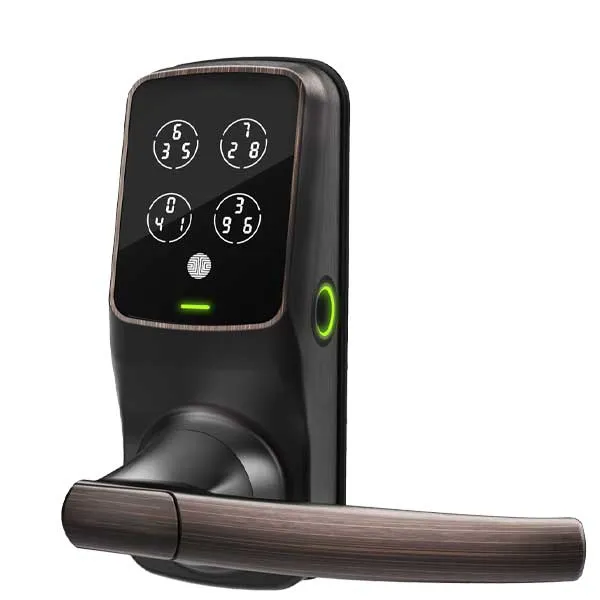 Lockly - PGD628WVB - Secure PRO Wi-Fi - Bluetooth App Controlled - Fingerprint Biometric Electronic Latch Lever Set - Includes Wi-Fi Hub - Venetian Bronze