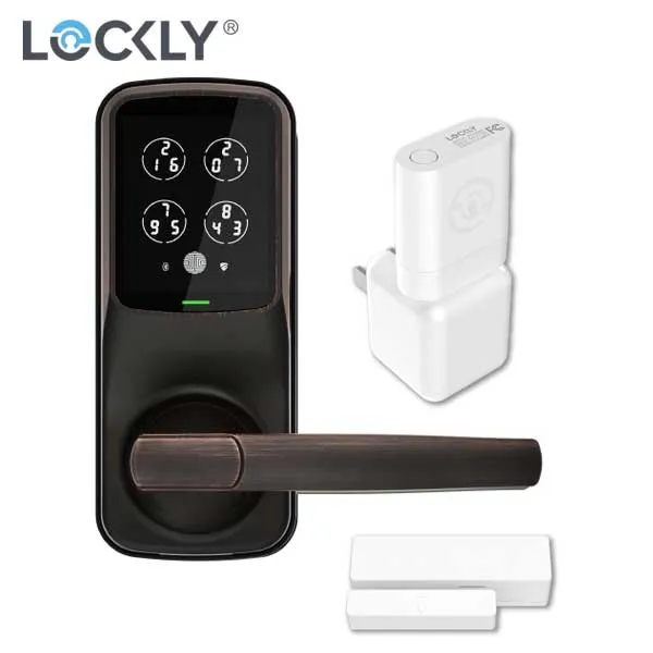 Lockly - PGD628WVB - Secure PRO Wi-Fi - Bluetooth App Controlled - Fingerprint Biometric Electronic Latch Lever Set - Includes Wi-Fi Hub - Venetian Bronze