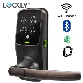 Lockly - PGD628WVB - Secure PRO Wi-Fi - Bluetooth App Controlled - Fingerprint Biometric Electronic Latch Lever Set - Includes Wi-Fi Hub - Venetian Bronze