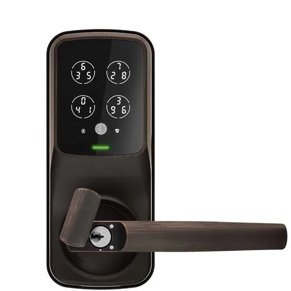 Lockly - PGD628WVB - Secure PRO Wi-Fi - Bluetooth App Controlled - Fingerprint Biometric Electronic Latch Lever Set - Includes Wi-Fi Hub - Venetian Bronze