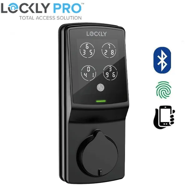 Lockly - PGD728FMB - Secure PLUS Fingerprint Biometric  Electronic Deadbolt - Keypad - Bluetooth App Controlled - Matte Black