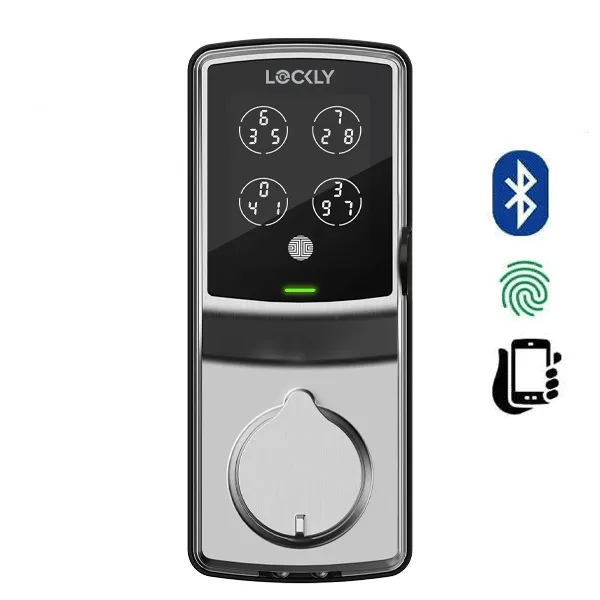 Lockly - PGD728FSN - Secure PLUS Fingerprint Biometric  Electronic Deadbolt - Keypad-Bluetooth App Controlled - Satin Nickel