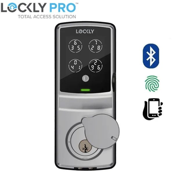 Lockly - PGD728FSN - Secure PLUS Fingerprint Biometric  Electronic Deadbolt - Keypad-Bluetooth App Controlled - Satin Nickel