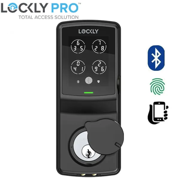 Lockly - PGD728WMB - Secure PRO Wi-Fi - Bluetooth App Controlled - Fingerprint Biometric Electronic Deadbolt - Includes Wi-Fi Hub - Matte Black