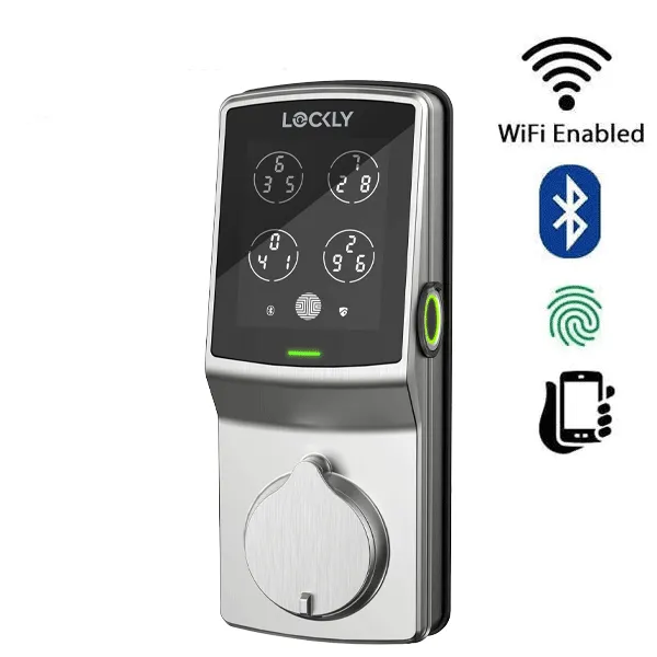 Lockly - PGD728WSN - Secure PRO Wi-Fi - Bluetooth App Controlled - Fingerprint Biometric Electronic Deadbolt - Includes Wi-Fi Hub -  Satin Nickel