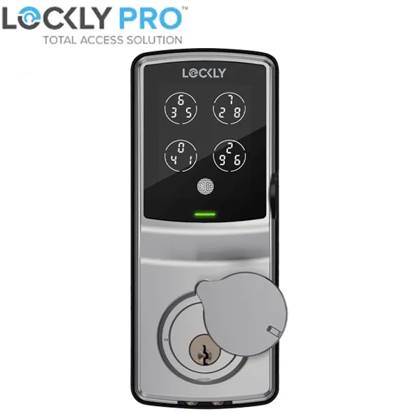 Lockly - PGD728WSN - Secure PRO Wi-Fi - Bluetooth App Controlled - Fingerprint Biometric Electronic Deadbolt - Includes Wi-Fi Hub -  Satin Nickel