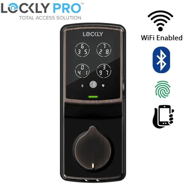 Lockly- PGD728WVB- Secure PRO Wi-Fi -Bluetooth App Controlled- Fingerprint Biometric Electronic Deadbolt-Includes Wi-Fi Hub- Venetian Bronze