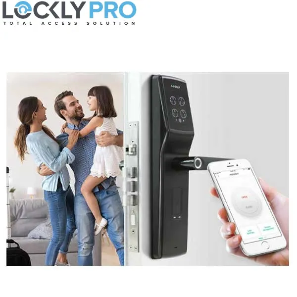 Lockly - PGD829AFVB - Secure Lux - Mortise Smart Lock - Fingerprint Reader - RFID Card - Bluetooth App Controlled - Venetian Bronze