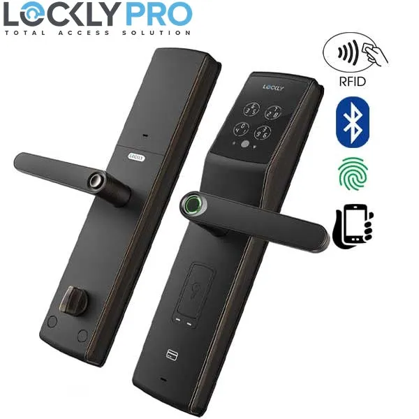 Lockly - PGD829AFVB - Secure Lux - Mortise Smart Lock - Fingerprint Reader - RFID Card - Bluetooth App Controlled - Venetian Bronze