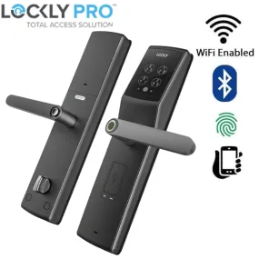 Lockly - PGD829BFSG -  Secure Lux - Mortise Smart Lock - Fingerprint Reader - Touchscreen Keypad - RFID Card - Bluetooth App Controlled - Space Grey