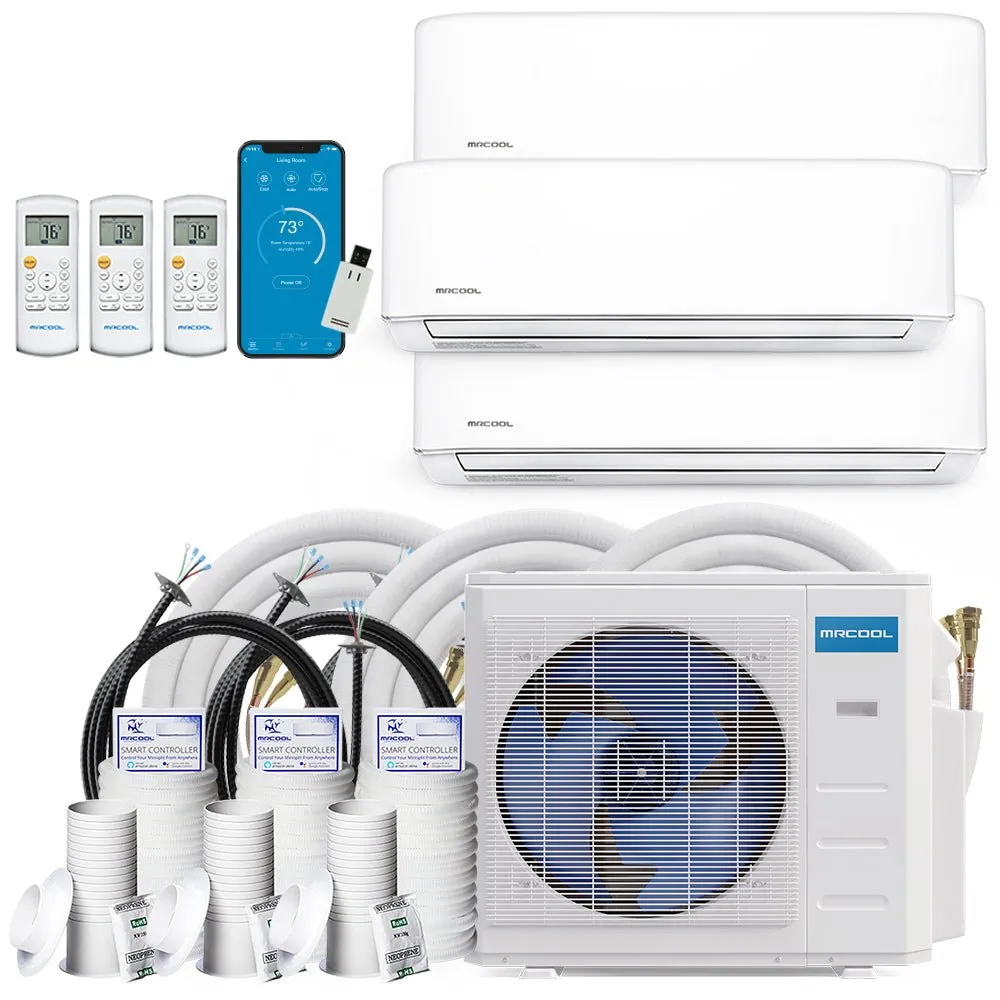 MRCOOL DIY 4th Gen Multi-Zone 3-Zone 27,000 BTU 22 SEER (9K   12K   12K) Ductless Mini-Split Air Conditioner and Heat Pump