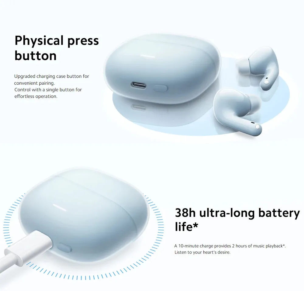 New Global Version Xiaomi Redmi Buds 6 Lite earphone Up to 40dB wide frequency active noise cancellation* Up to 38 hours headset