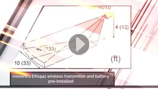 OPTEX SIP-4010WFI Wireless 130' X 33' Outdoor PIR detector with Anti-Masking and Rotation complete with Inovonics transmitter and battery