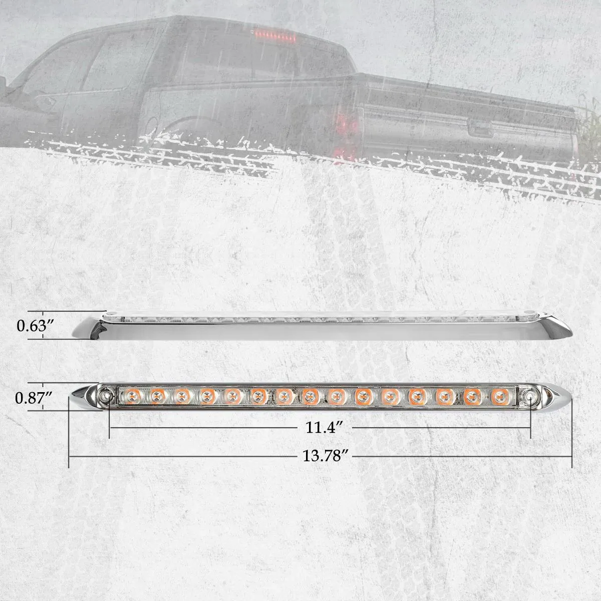 Partsam 2Pcs 12inch Amber Led LED Trailer Light Bar 15-2835-SMD Clear Lens with Chrome Bezel Sealed Thin LED Turn Signal Marker Identification Light Bar for Trucks Trailers RV Surface Mount