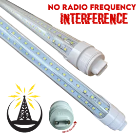 R17d Rotating Ends T8 LED 8ft 72w 10,944 Lumens CLEAR LENS (NO RF) V-Series Dual-Row