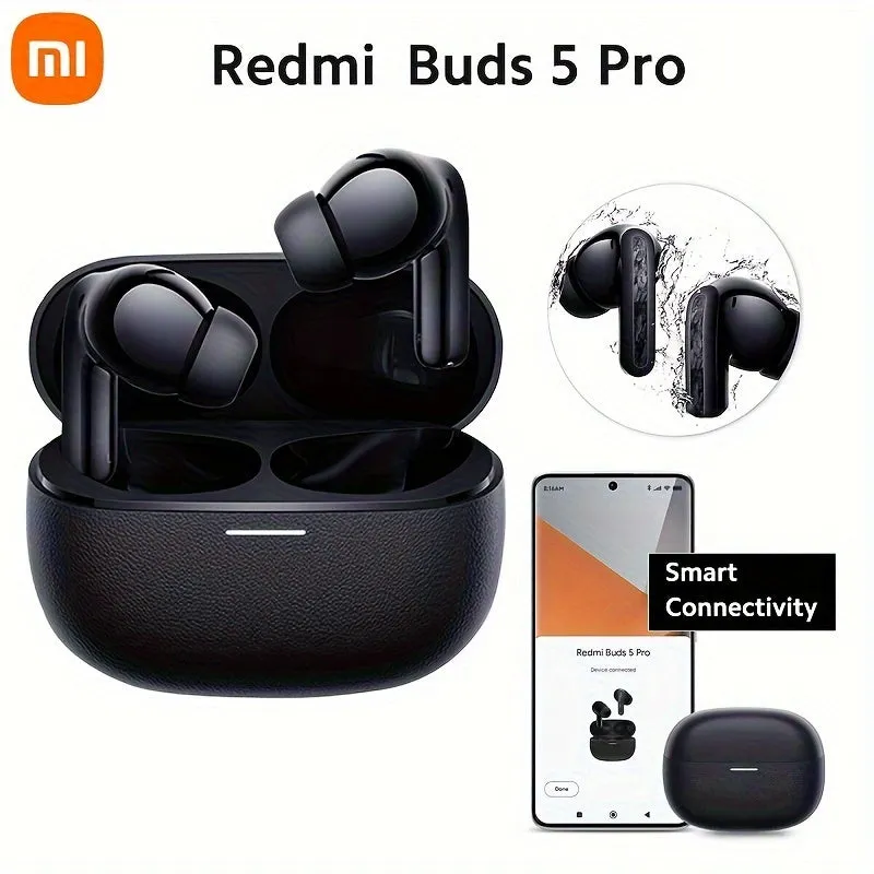 Redmi Buds 5 Pro/Midnight Black, Active Noise Reduction, High-resolution, Hi Fi Sound Quality, Coaxial Dual Drivers, LDAC, Battery Pack With Up To 38 Hours Of Battery Life, Built-in Immersive Sound