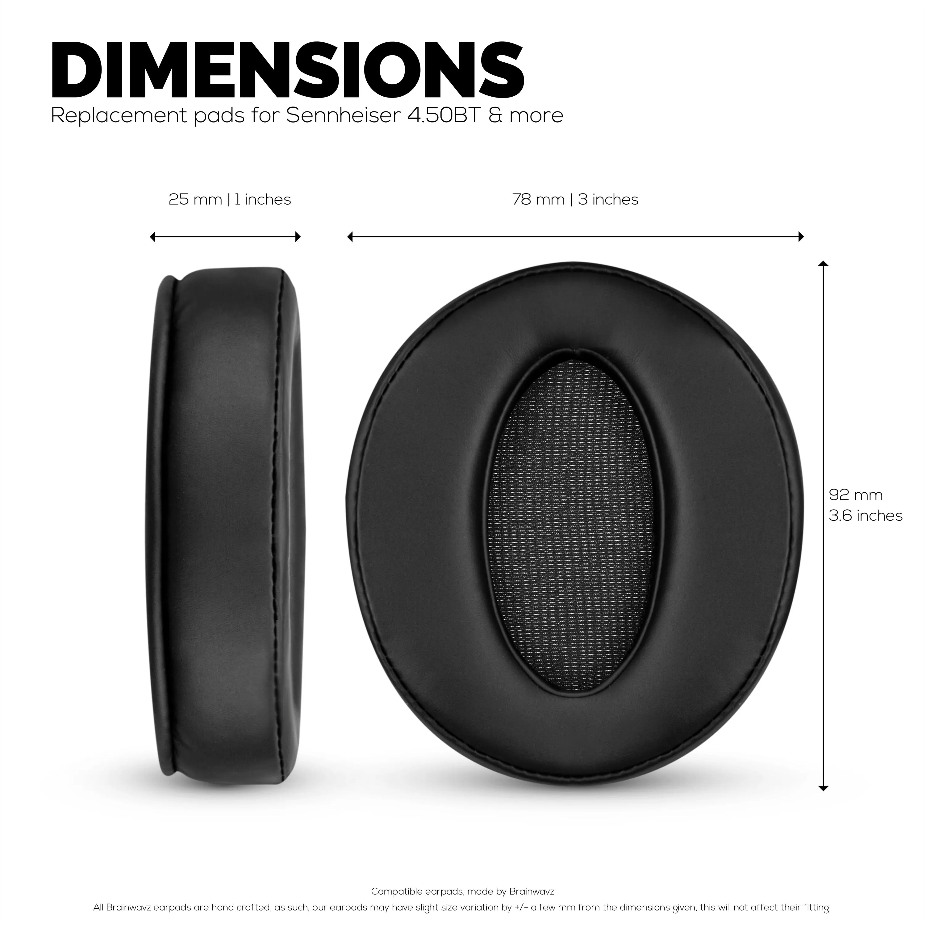 Replacement Earpads for Sennheiser HD 4.50, HD 350BT, HD 4.40BT, HD 4.50BT, HD 4.50BTNC & HD 450BT Headphones