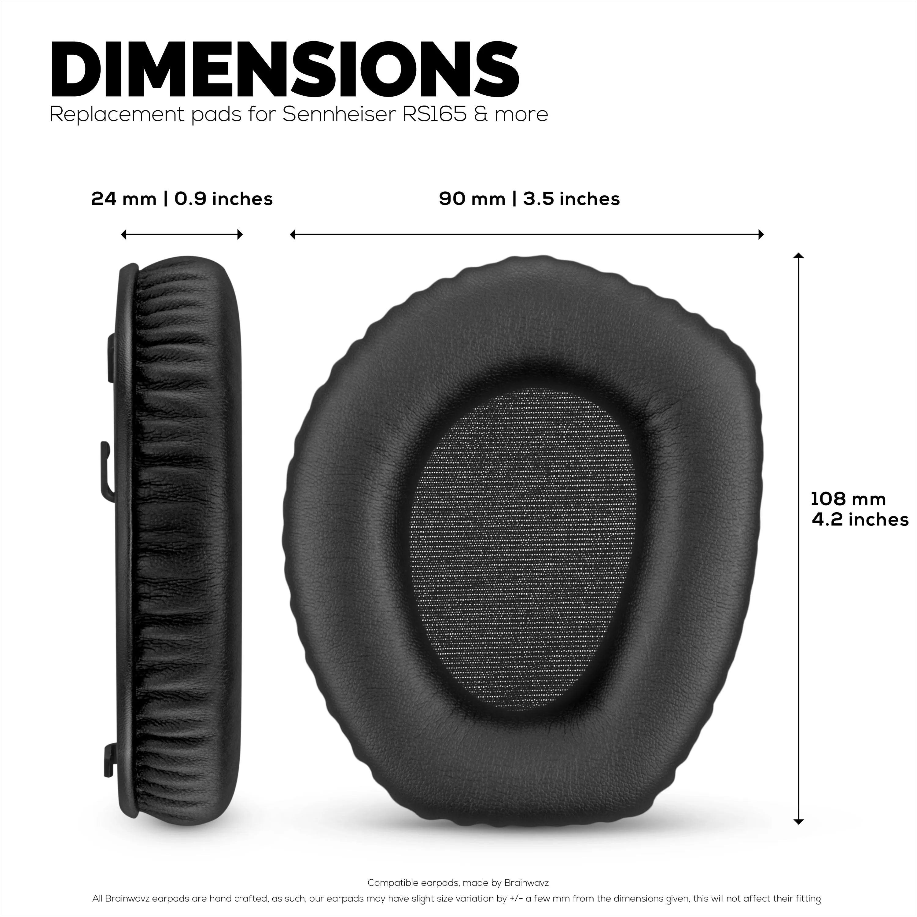 Replacements Earpads for SENNHEISER RS165, RS175, RS185 & RS195 Headphones - Soft PU Leather & Soft Foam