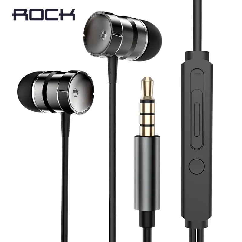 Rock In-Ear Metal Earphones Stereo Headset 3.5mm inear Wired Earphone With Microphone