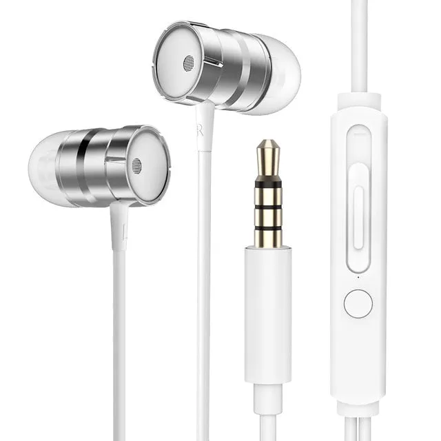 Rock In-Ear Metal Earphones Stereo Headset 3.5mm inear Wired Earphone With Microphone