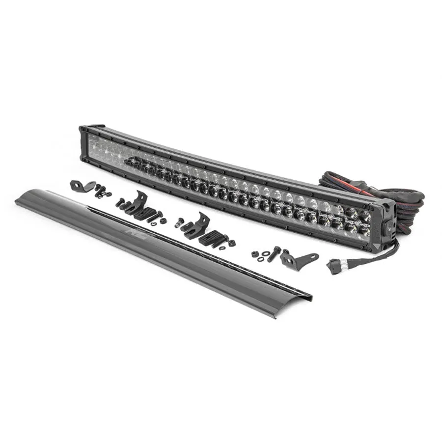 Rough Country Black Series LED Light Bar 30" Curved Dual Row - Cool White DRL | Universal