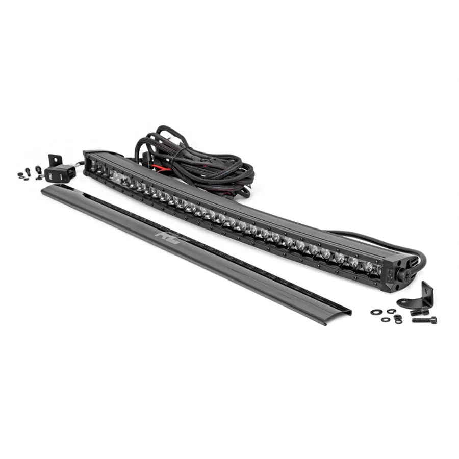 Rough Country Black Series LED Light Bar 30" Curved Single Row - Cool White DRL | Universal