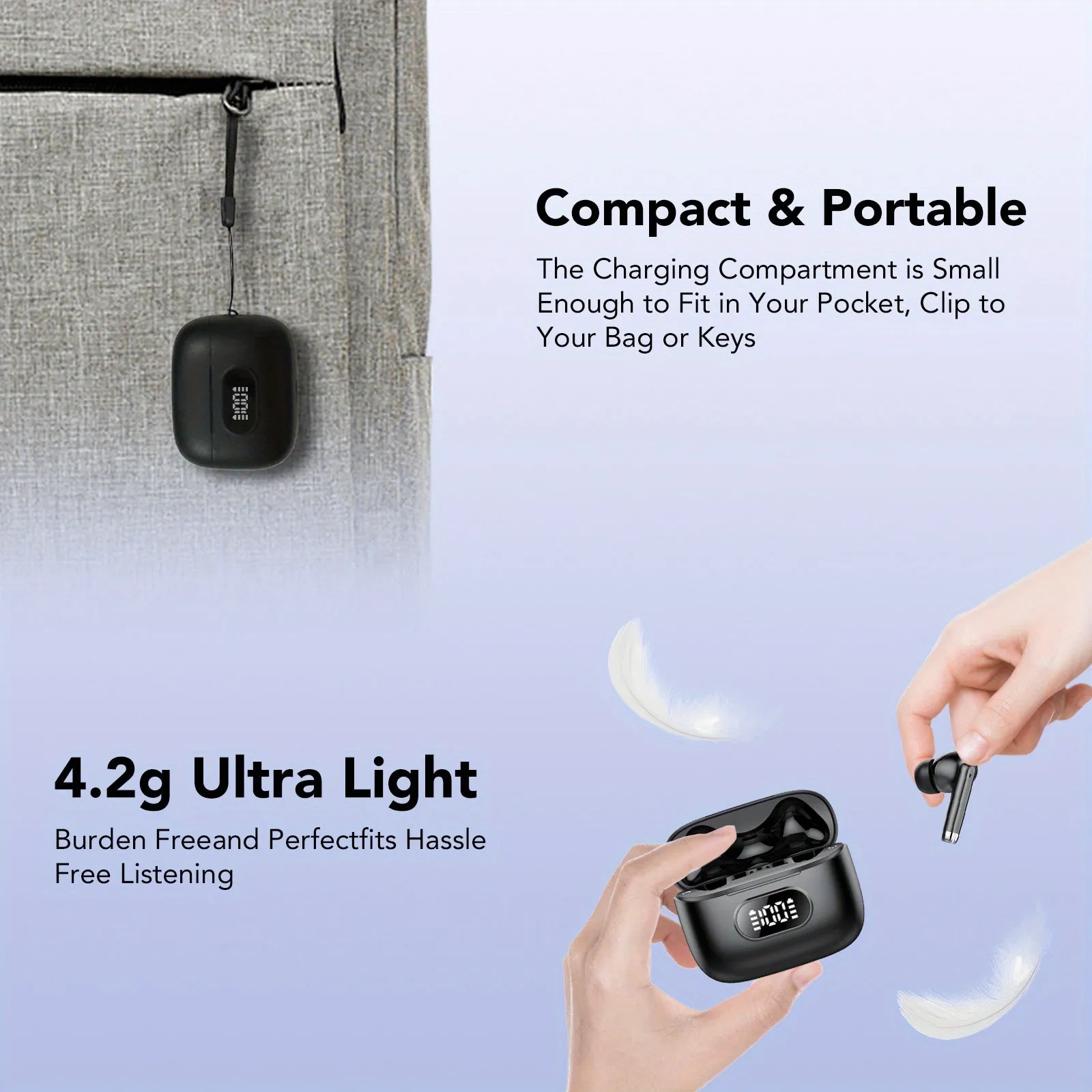 S25 Wireless Earbuds - Advanced Noise Cancellation, LED Power Display, Immersive Stereo Bass, Crystal-Clear Calls - Portable Charging Case, Sweat-Resistant for Sports and Workout