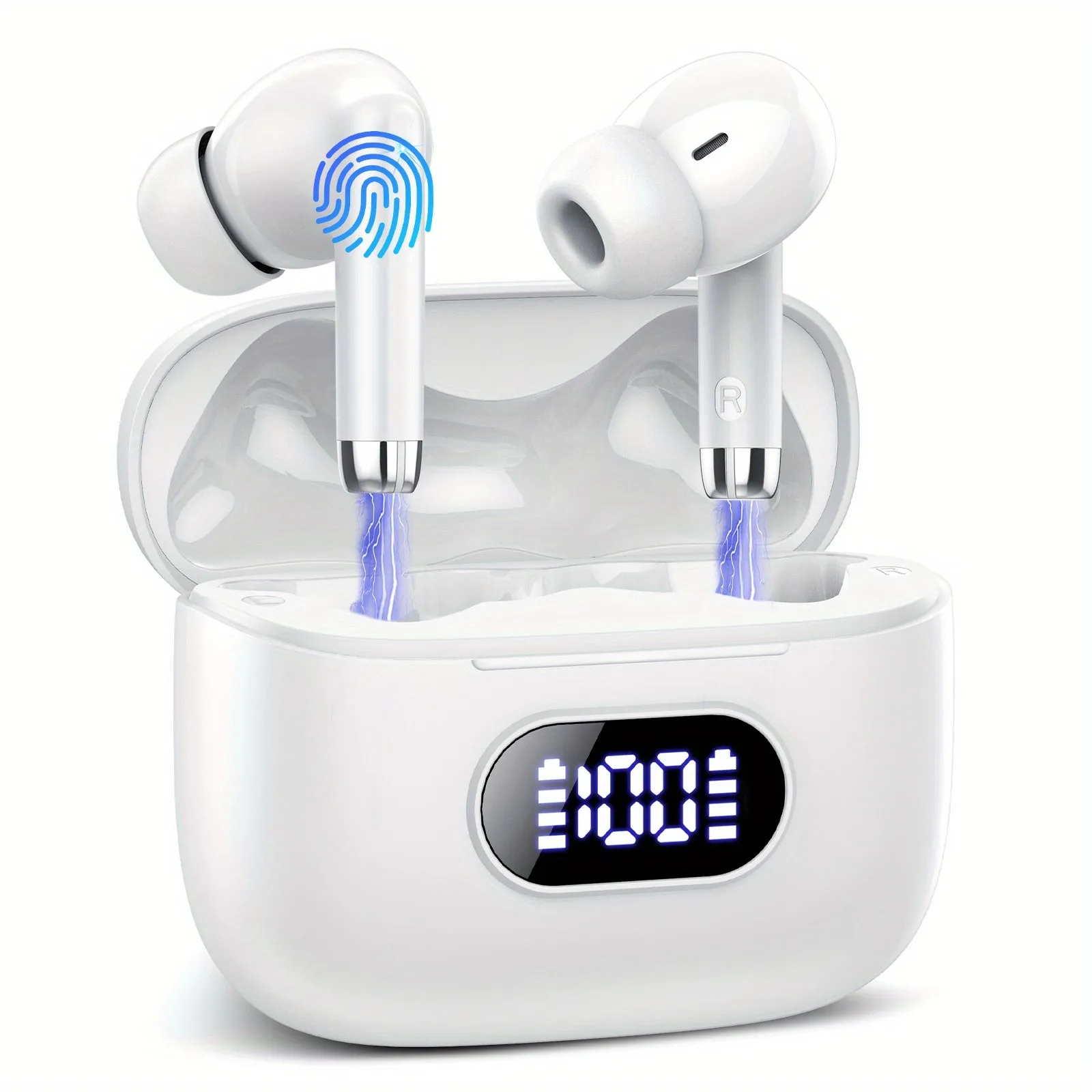 S25 Wireless Earbuds - Advanced Noise Cancellation, LED Power Display, Immersive Stereo Bass, Crystal-Clear Calls - Portable Charging Case, Sweat-Resistant for Sports and Workout