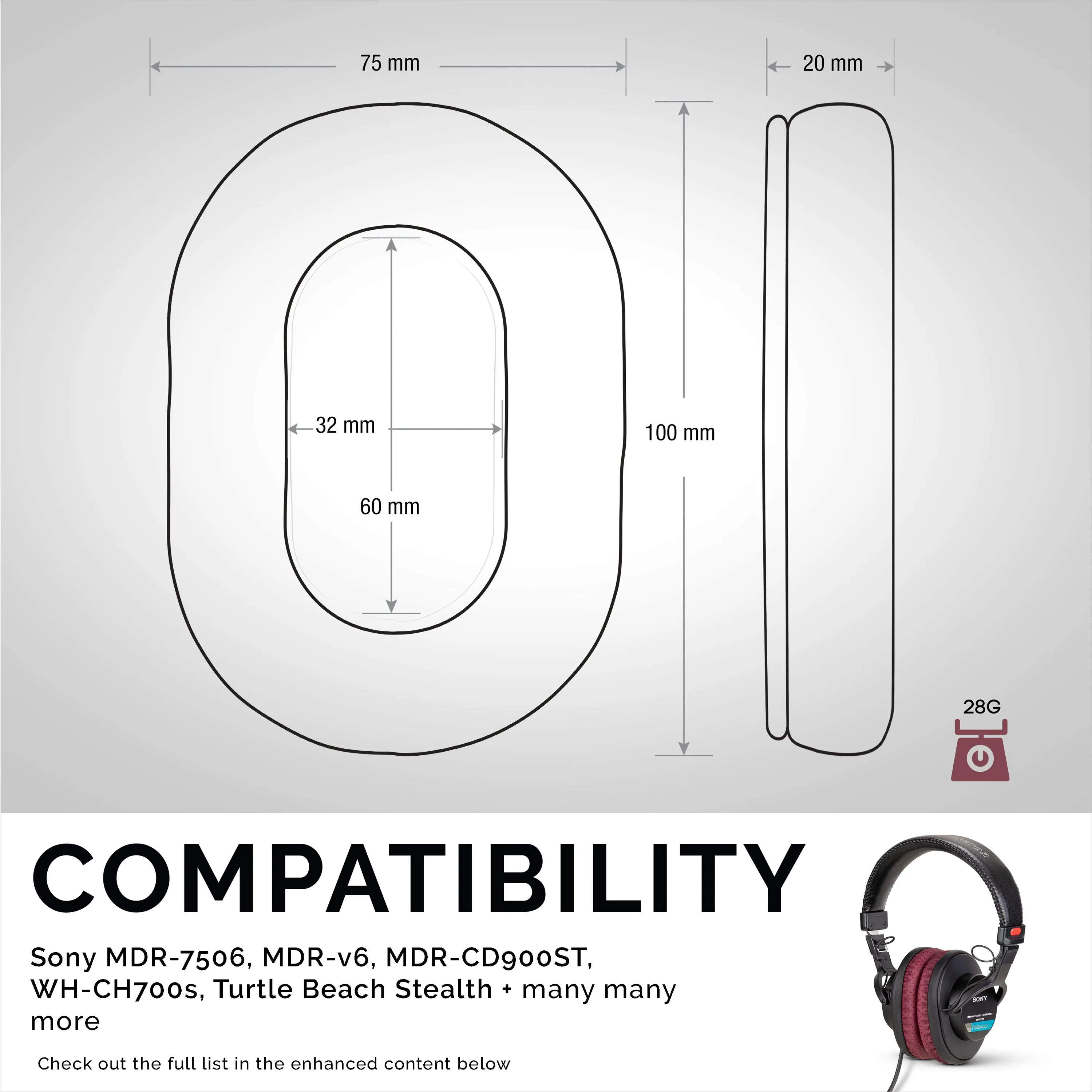 SONY MDR-7506 Perforated Replacement Earpads Also Suitable for V6, CD900ST Headphones (PERF)